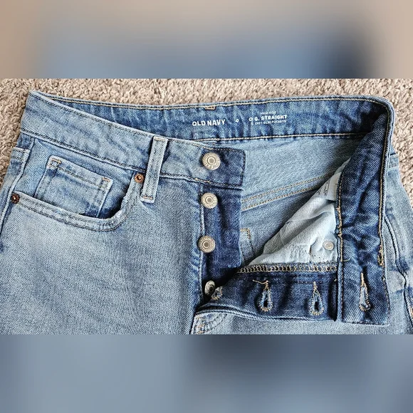 Old Navy High Rise "Distressed" Blue Jeans, Size 0 - Picture 3 of 3